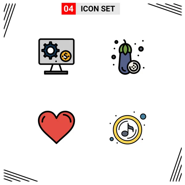 Stock Vector Icon Pack Líneas Símbolos Para Generadores Corazón Ajuste — Vector de stock