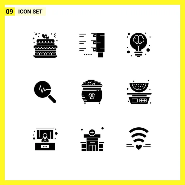 Interface Usuário Solid Glyph Pack Modern Signs Symbols Coin Search —  Vetores de Stock