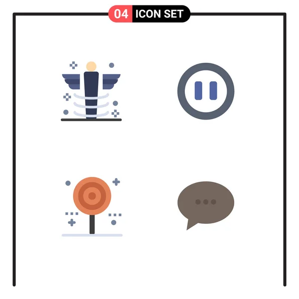 Modern Set Flat Icons Pictograph Care Celebration Medical Media Lollipop — Vector de stock