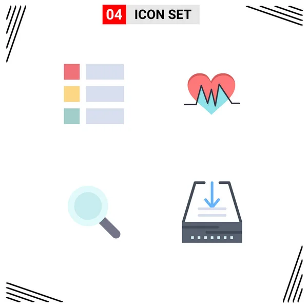 User Interface Pack Basic Flat Icons Collage Look Layout Heartbeat — Stock Vector