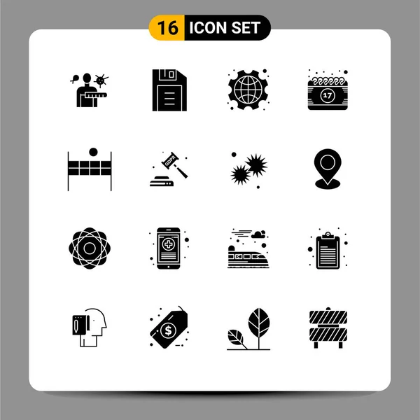 Set Modern Icons Symbols Signs Ball Festival Day Event Calendar — Stock Vector