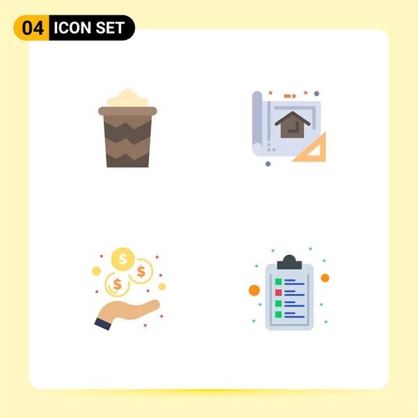 Flat Icon Pack Mit Universellen Symbolen Für Strand Einkommen Urlaub — Stockvektor