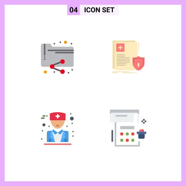 Universal Flat Icons Set Web Mobile Applications Compartilhar Médico Pasta — Vetor de Stock