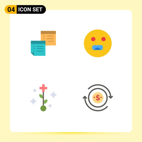 User Interface Pack Basic Flat Icons Sticky Hungry Notes Paper — Vector de stock