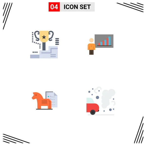 Flat Icon Concept Websites Mobile Apps Award Success Trophy Business — Stock Vector