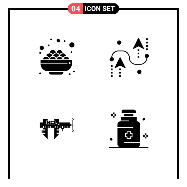 Modern Set Solid Glyphs Szimbólumok Mint Tál Mécses Édes Design — Stock Vector