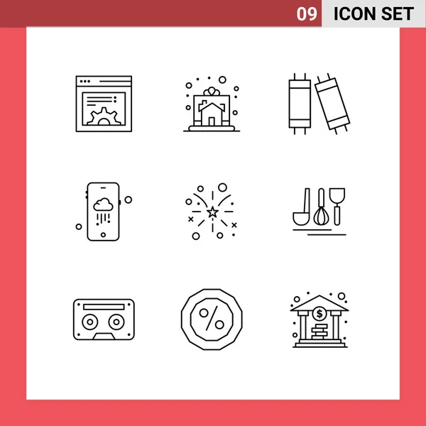 Vector Stock Icon Pack Líneas Señales Símbolos Para Uso Fuego — Vector de stock