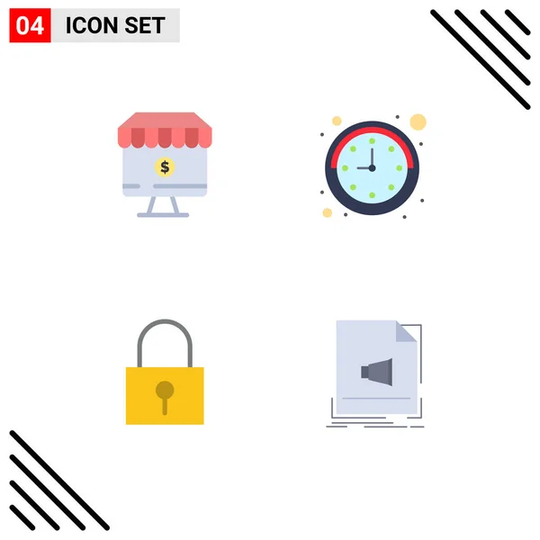 Thematic Vector Flat Icons Editable Sysymbols Shop Password Time Secure — Vector de stock