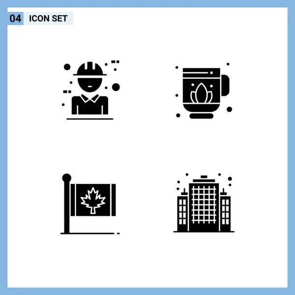 User Interface Pack Basic Solid Glyphs Architecture Autumn Concept Sauna — Stock Vector