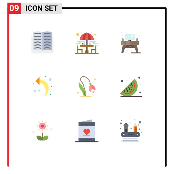 Set Modern Icons Symbols Signs Nature Flower Home Left Arrow — Stock Vector