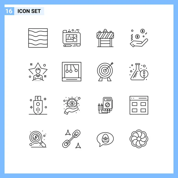 Universal Icon Symbols Group Modern Outlines Sign Dollar Floor Business — Stockvektor