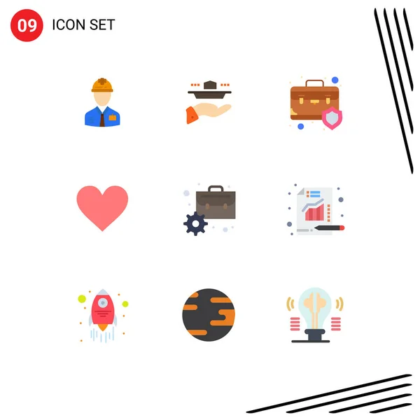 Vector Flat Colors Grid Instagram Protection Shield Serve Insurance Briefcase — 스톡 벡터
