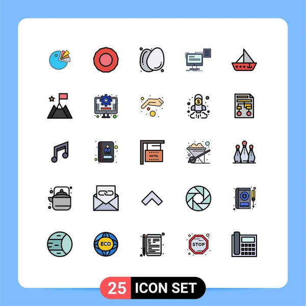 Creative Icons Modern Signs Symbols Ship Boat Food Document Print — Stock Vector