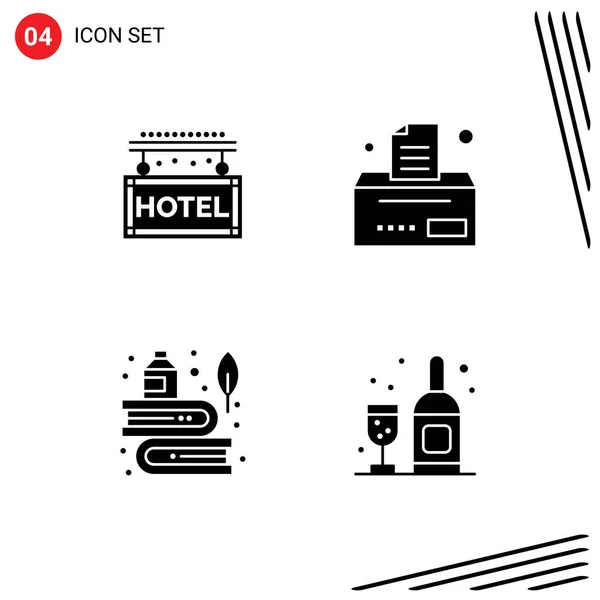 Solid Gyph Concepto Para Websites Mobile Apps Hotel Pluma Descanso — Archivo Imágenes Vectoriales