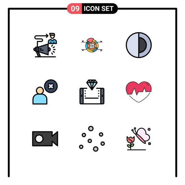 Mobile Interface Filledline Flat Color Set Pictograms Mobile Profile Percentage — 스톡 벡터