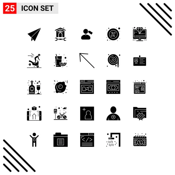 Stock Vector Icon Pack Mit Linienzeichen Und Symbolen Für Diamant — Stockvektor