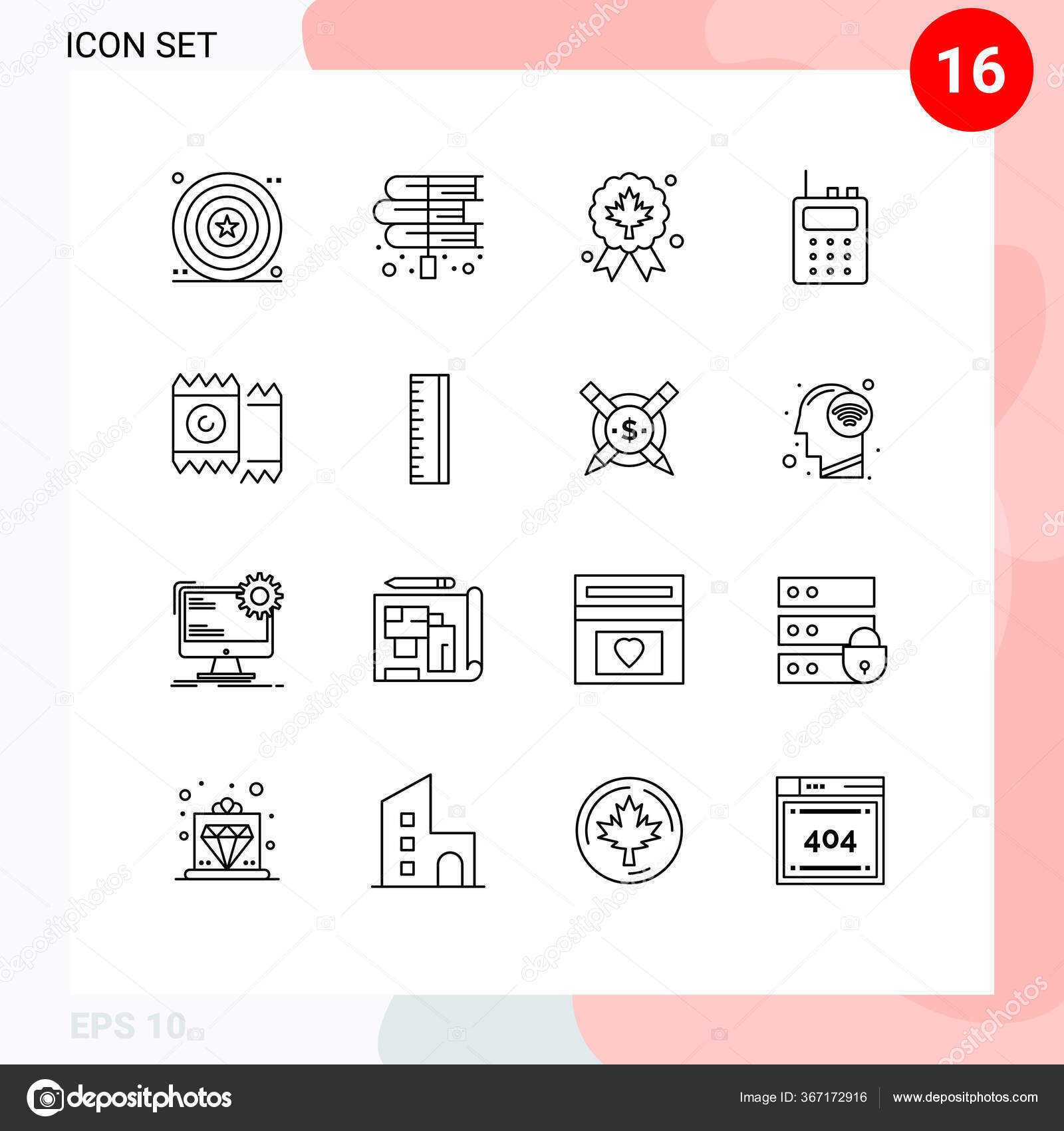 Set Vector Outlines Grid Heart Walkie Talkie Laws Radio Quality Stock