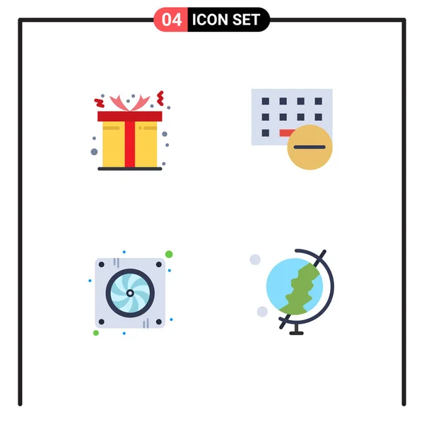 Mobile Interface Flat Icon Set Mit Piktogrammen Von Box Gerät — Stockvektor