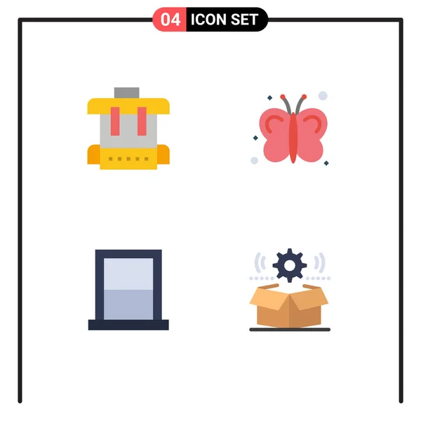 Set Commercial Flat Icons Pack Bag Furniture Butterfly Farming Household — Vector de stock