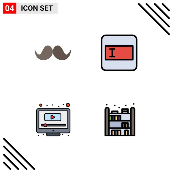 User Interface Pack Basic Filledline Flat Colors Moustache Play Male — Vector de stock