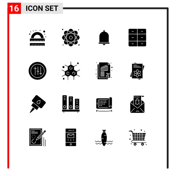 Mobile Interface Solid Glyph Set Pictograms Interior Decor Nuclear Closet — Stock Vector