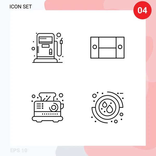 Set Modern Icons Sysymbols Signs Fuel Kitchen Cabinet Home Appliances — Vector de stock