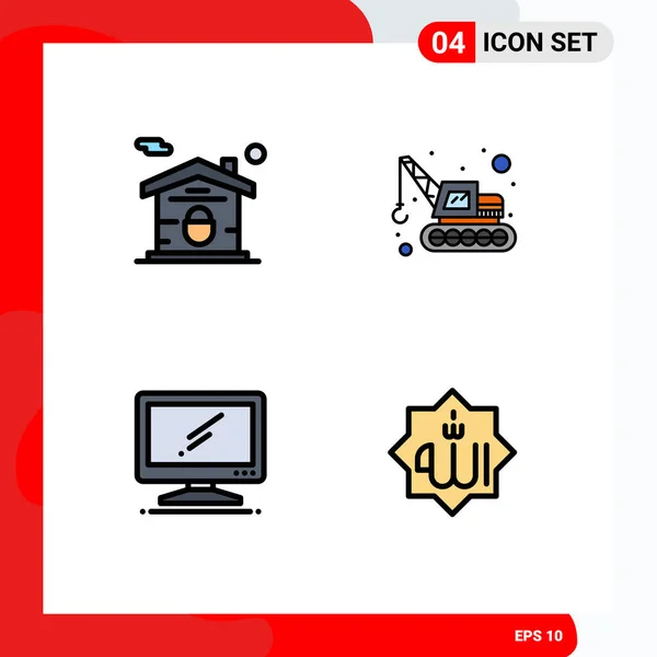 Pictogram Set Simple Filledline Flat Colors Home Device Real Estate — Stock Vector