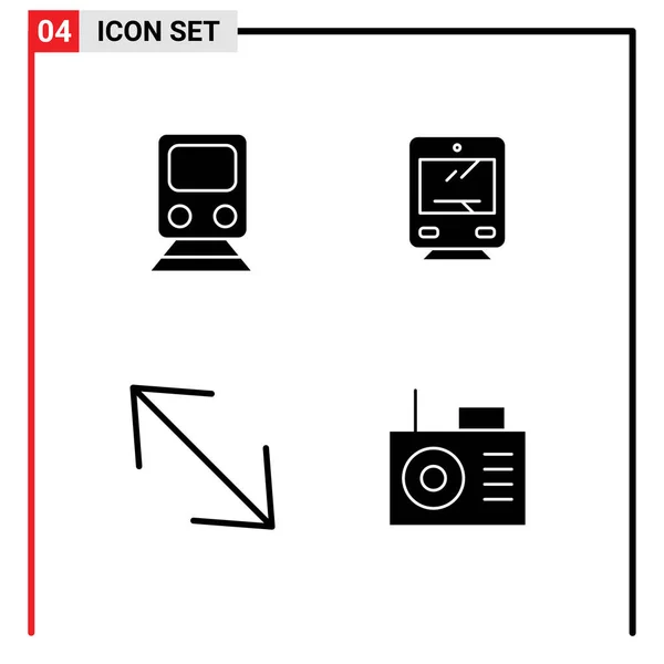 一套4个现代用户界面图标符号 用于铁路 可编辑向量设计元素 — 图库矢量图片