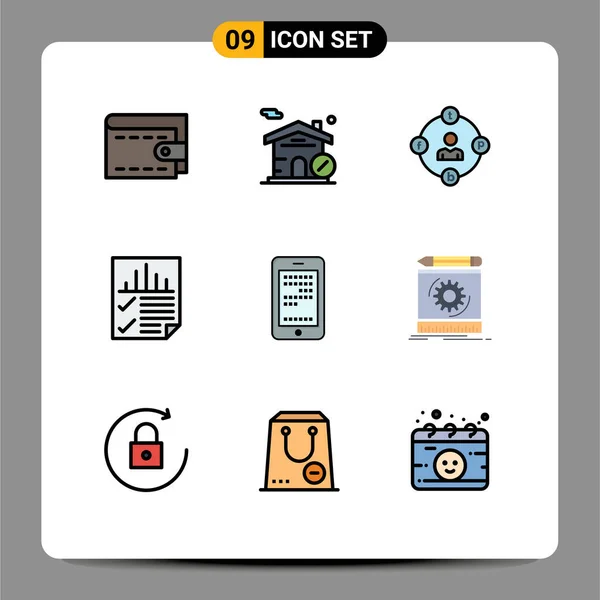 Universal Icon Symbols Group Modern Filledline Flache Farben Der Bildung — Stockvektor