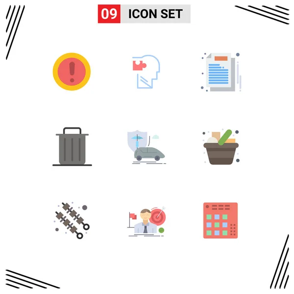 2014 Mobile Interface Flat Color Set Pictograms Remove Garbage Puzzle — 스톡 벡터