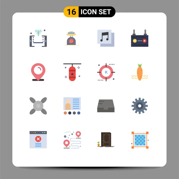 User Interface Flat Color Pack Modern Signs Sysymbols Location Electricity — Archivo Imágenes Vectoriales