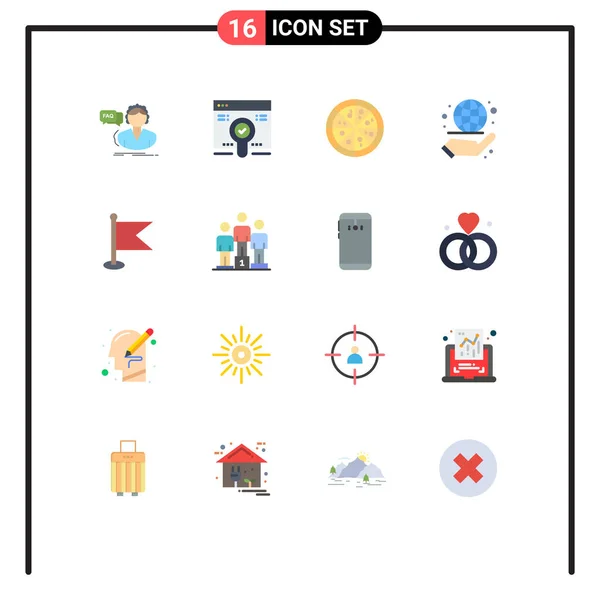 Stock Vector Icon Pack Line Signs Symbols Map Flag Pack — Stock Vector
