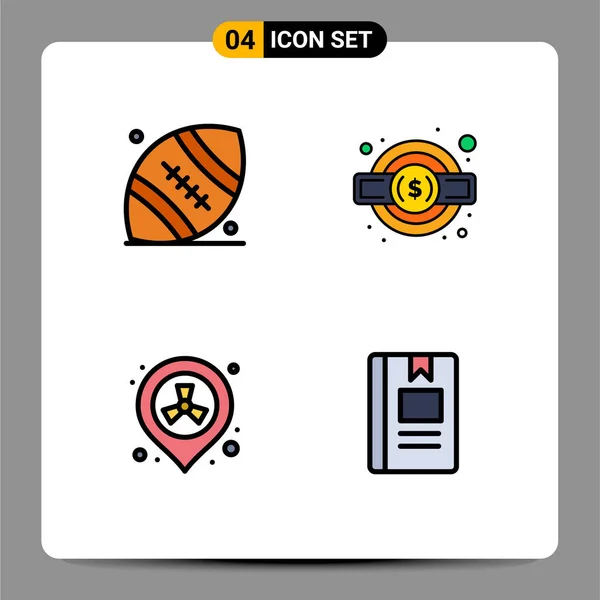 Conjunto Icones Modernos Símbolos Sinais Para Futebol Americano Placeholder Ação — Vetor de Stock