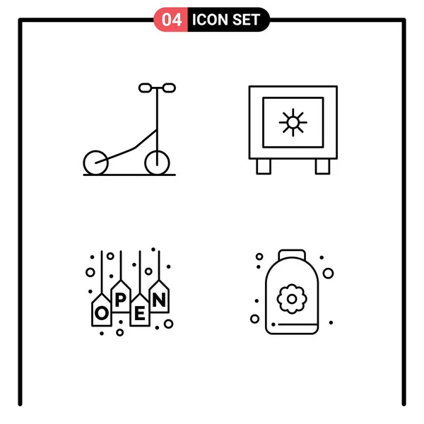 Stock Vector Icon Pack Mit Linienschildern Und Symbolen Für Roller — Stockvektor