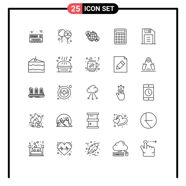 Universal Icon Symbols Group Modern Lines Retro Floppy Disk Connections — Stockový vektor