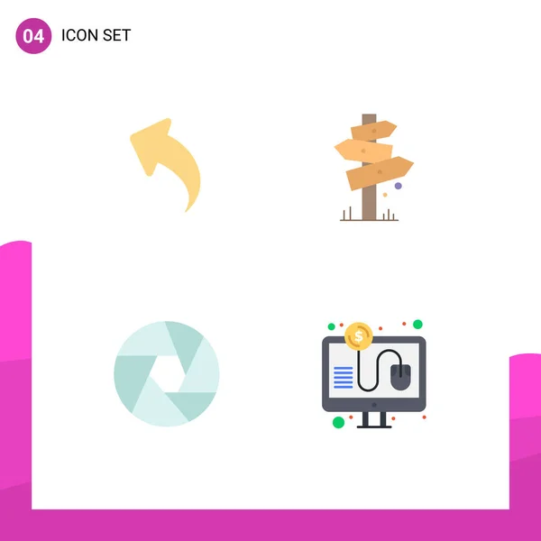 Set Van Vector Flat Icons Grid Voor Pijl Diafragma Pijlen — Stockvector