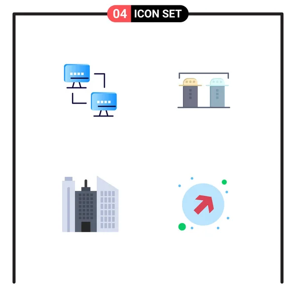 Conjunto Ícones Planos Interface Móvel Pictogramas Computador Negócios Computadores Garrafa — Vetor de Stock