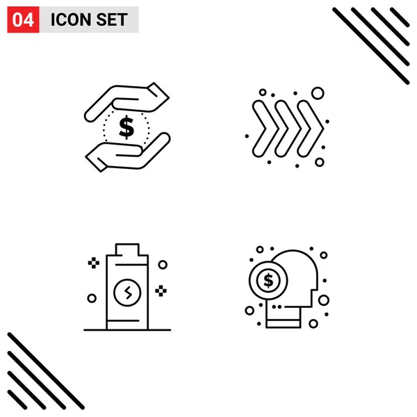 User Interface Line Pack Moderner Zeichen Und Symbole Für Währung — Stockvektor