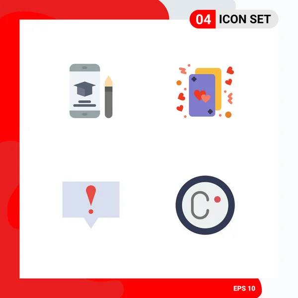 User Interface Pack Basic Flat Icons Cap Love Mobile Heart — Stock Vector