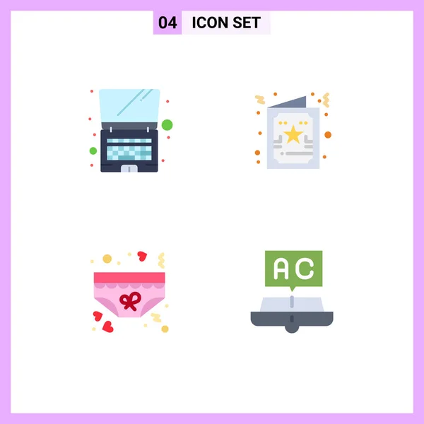 Pack Creative Flat Icons Computer Underpants Card Xmas Romance Editable — Stock Vector