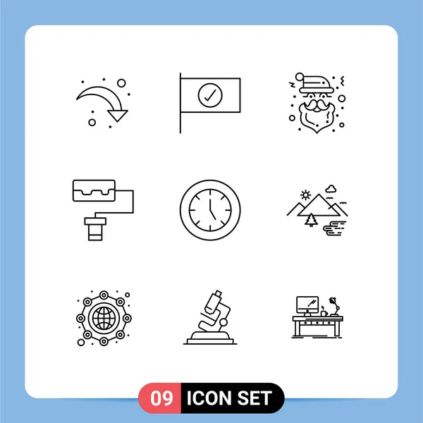 Stock Vector Icon Pack Mit Zeilenzeichen Und Symbolen Für Technologie — Stockvektor