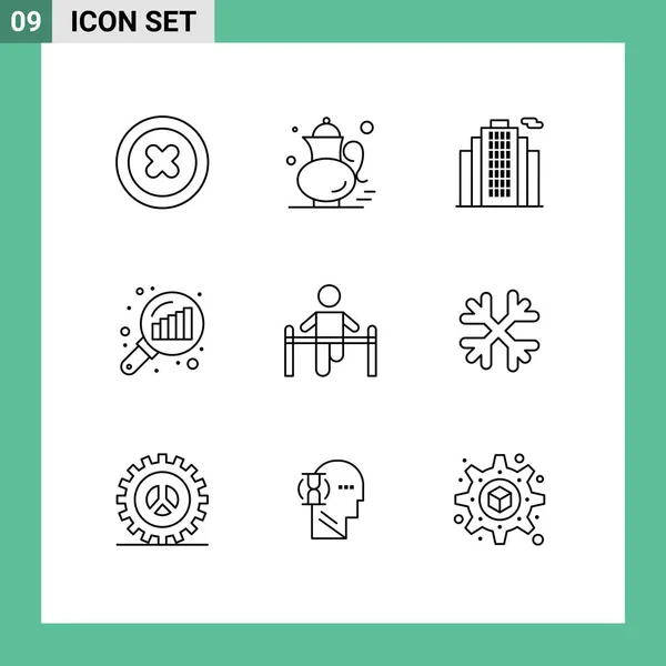Stock Vector Icon Pack Mit Linienzeichen Und Symbolen Für Turnen — Stockvektor