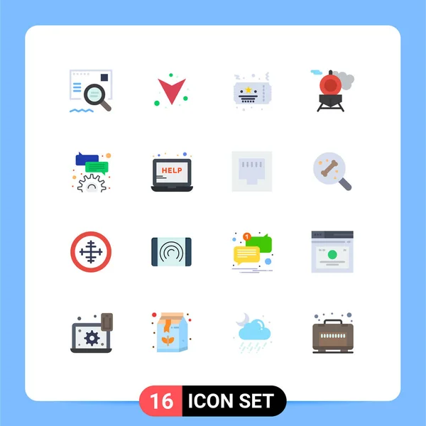 Set Modern Icons Symbols Signs Help Comment Celebration Bubble Train — Stock Vector