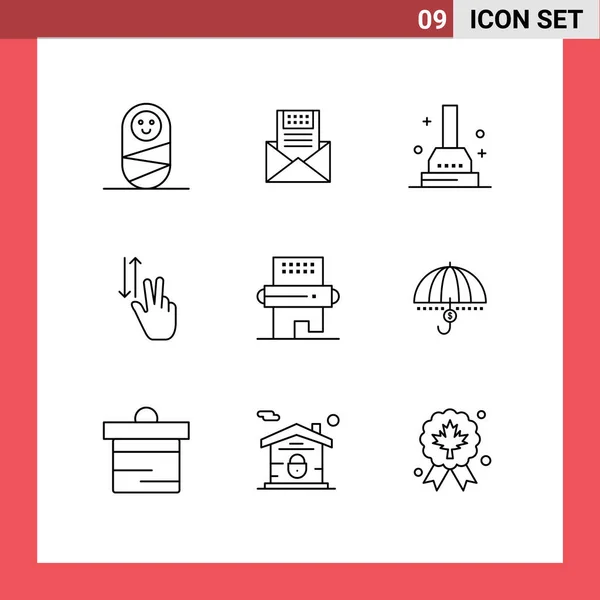 2014 Mobile Interface Outline Set Pictograms Two Mail Gestures Bathroom — 스톡 벡터