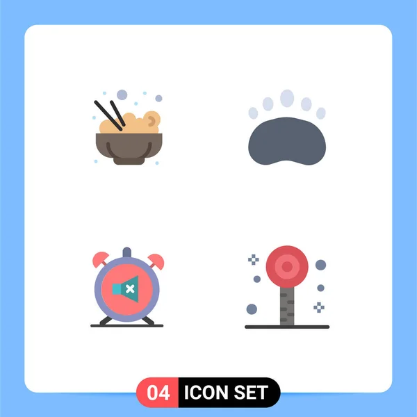 Mobile Interface Flat Icon Set Pictograms Chinese Bear Alarm Fun - Stok Vektor