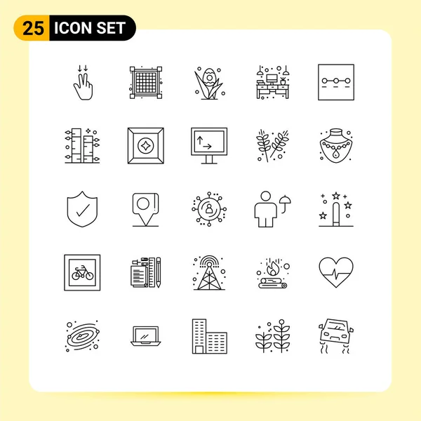 Mobile Interface Line Set of 25 Pictograms of wizard, layout, holiday, light, office Editable Vector Design Elements — Stock Illustration Mobile Interface Line Set Pictograms Wizard Layout Holiday Light Office Stock Vector