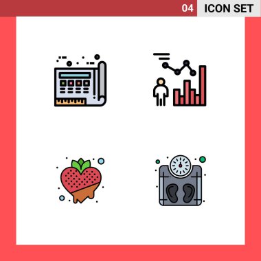 Mavinin 4 yaratıcı Dosya Çizgisi Düz Renkleri paketi, kişi, kağıt, veri, meyve Düzenlenebilir Vektör Tasarımı Elementleri