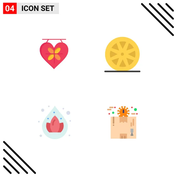 Set Modern Ikonok Szimbólumok Jelek Fedélzeten Lótusz Esküvő Egészséges Doboz — Stock Vector