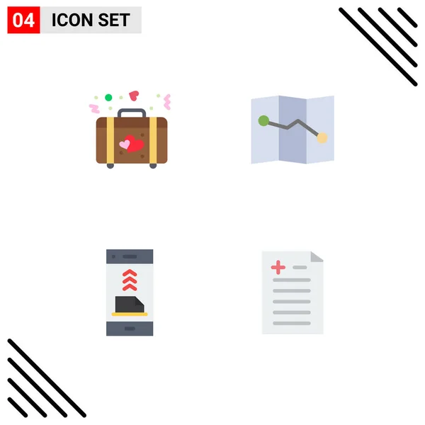 Mobile Interface Flat Icon Set Pictograms Briefcase File Wedding Communication — Vector de stock