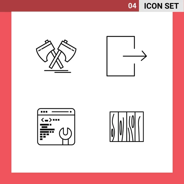 4ユーザーインターフェイスライン斧 ウェブページ カッター タイルの現代的な記号とシンボルのパック編集可能なベクトルデザイン要素 — ストックベクタ